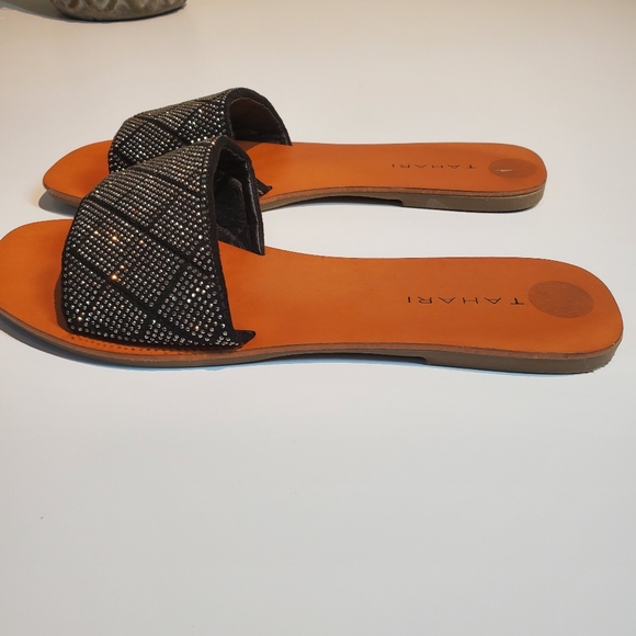 Tahari embellished metallic slide sandals in size 9 - Picture 3 of 6
